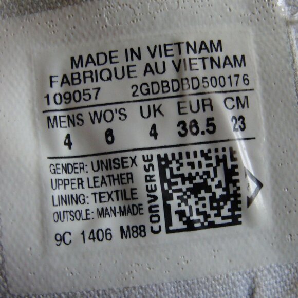 CONVERSE Black LEATHER Low Top TENNIS Shoes UNISEX Sz M4 W6 EUR 36.5 - Picture 8 of 8